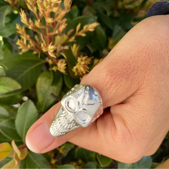 Solid 925 Sterling Silver Skull Men Ring from Mexico/ Calavera Plata Mexico - Picture 3 of 9